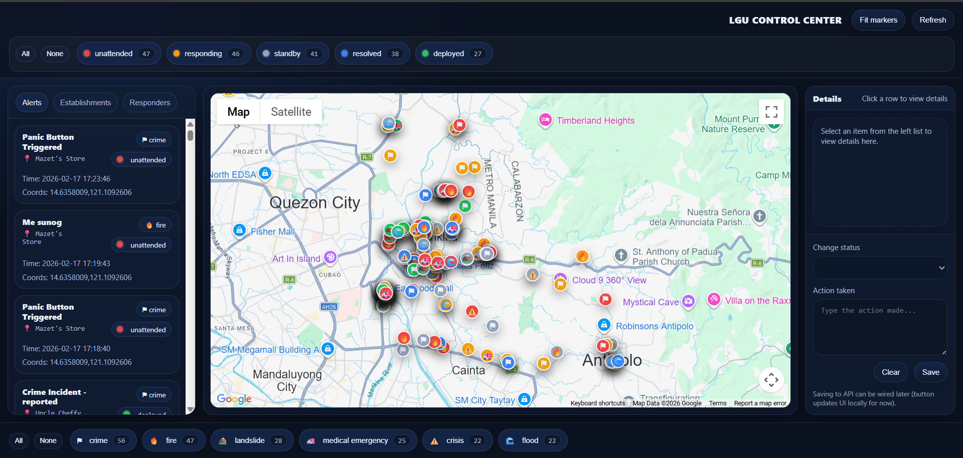 LGU Control Center Dashboard