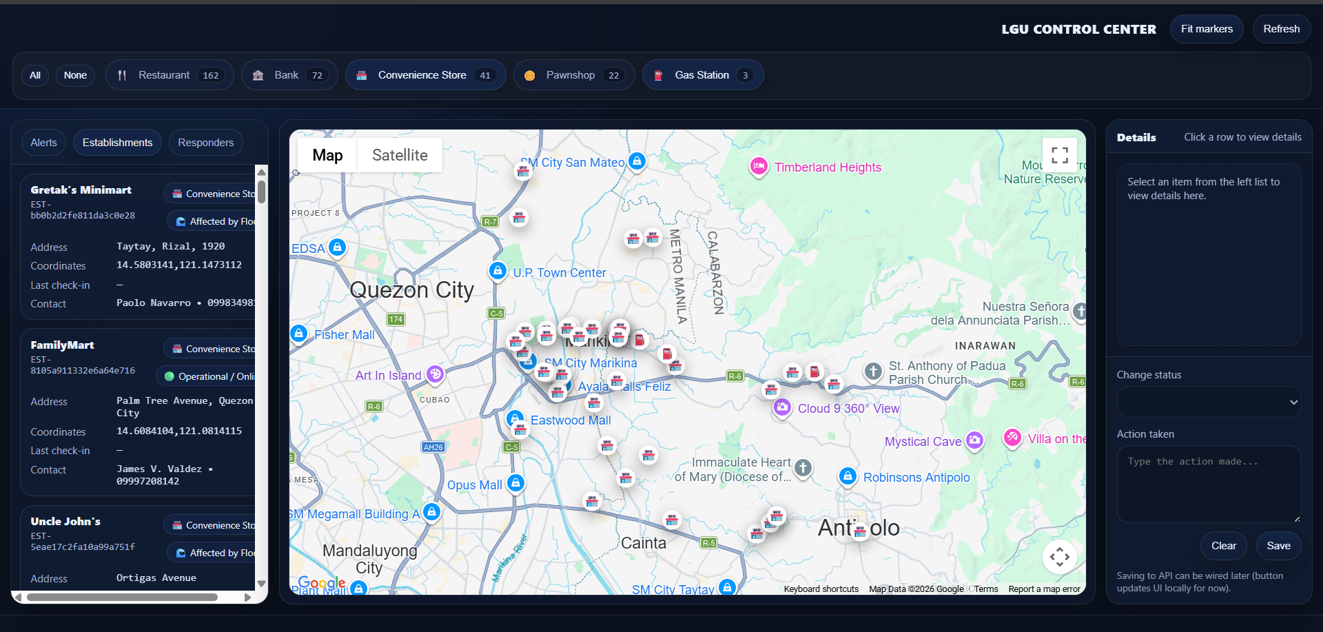 Establishments screenshot
